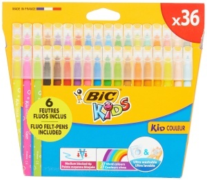 Markere BIC Kids Filzstifte, set 36 culori, ultra-lavabile