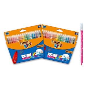 Markere BIC Kids Kid - 36 culori, foarte lavabile, varf mediu