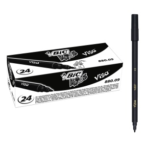 Markere BIC Kids Visa, 24 bucati, negru, cu varf fin, lavabile