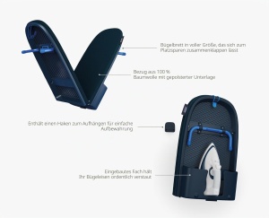 Masa de calcat Joseph Joseph Pocket Max Plus, 110 cm, design compact, cu husa DripLock - Img 5