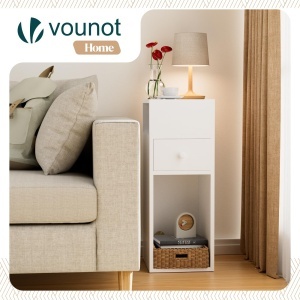 Masa de nopate VOUNOT, 2 sertare, 25x30x66cm, Alb - Img 6