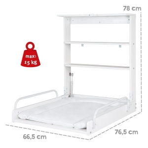 Masa de schimbat pentru bebelusi Roba Wandwickelregal, alba, cu suport si dimensiuni 79x63x19 cm - Img 5