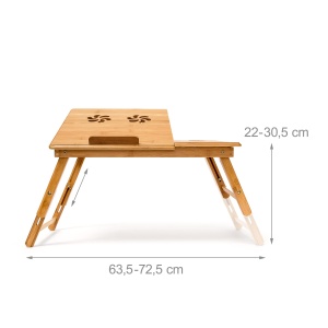 Masa pentru laptop Relaxdays din bambus, ajustabila pe inaltime, 30,5 x 72,5 x 35 cm - Img 5