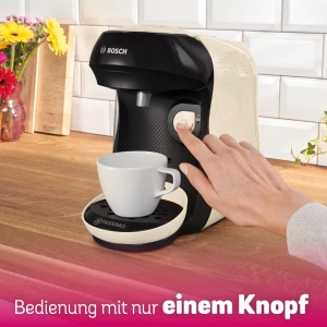 Masina de capsule Bosch Tassimo happy friendly TAS107E, peste 70 de bauturi, potrivita pentru toate canile, oprire automata, durabila, perfect dozata, economie de spatiu, 1400 W, crem/negru - Img 5