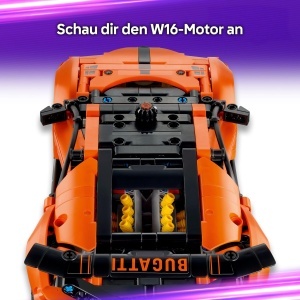 Masina de construit LEGO Technic Bugatti Chiron Pur Sport - 771 piese, cu motor W16 si usi mobile - Img 4