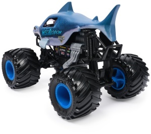 Masina de curse Monster Jam Megalodon 124, culoare albastru-gri, pentru copii de la 3 ani - Img 3