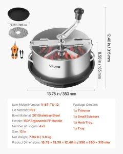 Masina de Erat VEVOR V-BT-TS-12, 30,5 cm, cu Cutite din Otel Inoxidabil, pentru Trimming - Img 7
