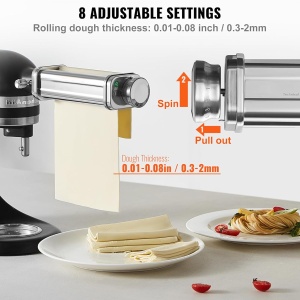 Masina de Facut Paste Manuala VEVOR, Inox, 8 Setari de Grosime, 5.51 Inch Latime - Img 3