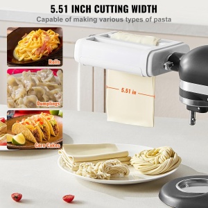 Masina de Facut Paste VEVOR 3 in 1, Inox, 8 Setari Grosime, Rosu - Img 4