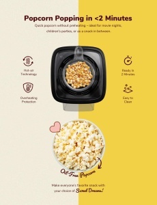 Masina de facut popcorn Bestron APC200P, 10 pungi, tehnologie aer cald, culoare rosa - Img 4
