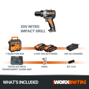 Masina de gaurit cu percutie WORX NITRO WX352.4, 20V, motor fara perii, 60Nm - Img 8