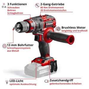 Masina de gaurit si insurubat Einhell TP-CD 1880 Li-i BL Solo 18V Brushless 80Nm - Img 3