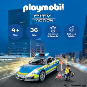 Masina de politie PLAYMOBIL Porsche 911 Carrera 4S cu lumini si sunete, 70067 - Img 2