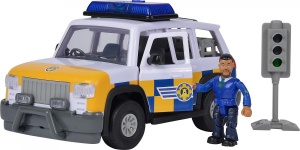 Masina de politie Simba 109251096 cu figurina Malcolm, sunet original, 19 cm