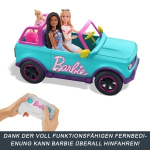 Masina de Teren RC Hot Wheels Barbie SUV, Capacitate 2 Papusi, Viteza 8.5 kmh - Img 4
