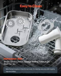 Masina de tocat carne VEVOR, 1100W, 4.2 kgmin, inox - Img 5