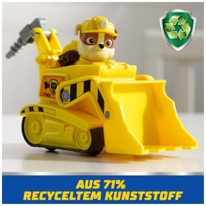 Masinuta cu Bulldozer PAW PATROL Rubble, Figurina 7 cm, Reciclata - Img 5