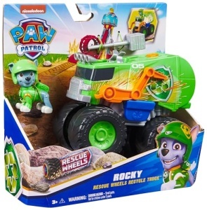 Masinuta PAW Patrol Rescue Wheels Rocky Monster Truck Verde cu Figurina si Proiectil - Img 10