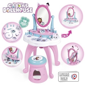 Masuta de machiaj pentru copii Smoby Gabbys Dollhouse, cu oglinda, scaun si accesorii - Img 2