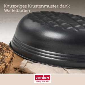 Matrita ovala pentru paine Zenker BLACK METALLIC, Matrita de copt pentru paine cu acoperire antiaderenta ranforsata ceramica, Matrita pentru tort din tabla de otel de inalta calitate, Matrita de copt pentru paine (culoare: negru), Cantitate: 1 bucata - Img 6