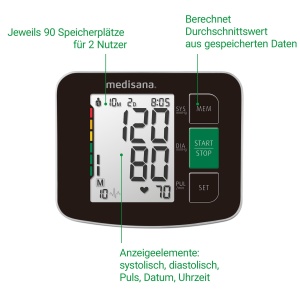 medisana BU 516 tensiometru pentru brat, masurare precisa a tensiunii arteriale si a pulsului cu functie de memorie, scara semafor, functie de afisare a batailor neregulate ale inimii - Img 5
