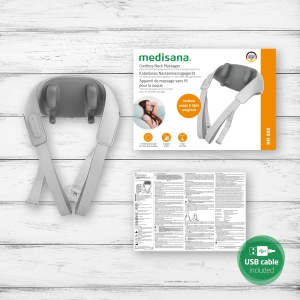 medisana NM 990 Aparat de masaj wireless pentru gat, masaj pentru spate, umeri si gat, aparat de masaj extra-usor si fara fir cu baterie integrata, masaj portabil si hands-free pentru gat - Img 6