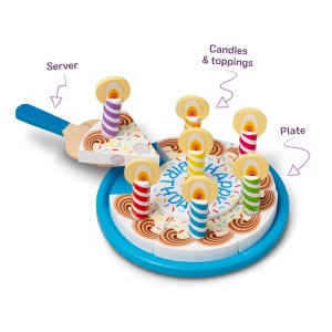 Melissa Doug Set Tort de Ziua de Nastere din Lemn 18 Elemente Decorative 7 Lumanari - Img 3