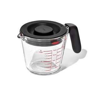Meser de sticla OXO Good Grips 500 ml cu capac, rezistent la caldura