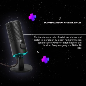 Microfon USB JBL Quantum Stream, Condensator, Negru - Img 3