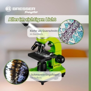 Microscop Bresser Junior BIOLUX SEL cu suport smartphone, 40x-1600x, verde - Img 6