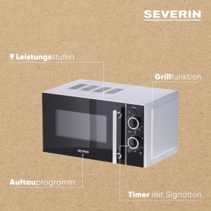 Mikrova SEVERIN 7771 cu Grill, 700 W, 20L, argintie-neagra - Img 4