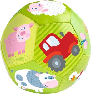 Minge pentru bebelusi HABA Babyball Bauernhof, 11 cm, material moale, design fermier