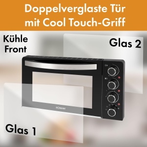 Mini cuptor Bomann(r) cu plite si rotisor | Gatit si coacere in acelasi timp | Mini cuptor 28L Caldura superioara/inferioara cu convectie 100deg-230degC | Mini cuptor electric 3100 wati incl. accesorii | KK 6059 CB - Img 4