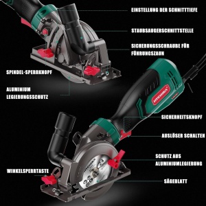 Mini Fierastrau Electric HYCHIKA 750W, 3500 Umin, 3 Discuri Scurte - Img 7