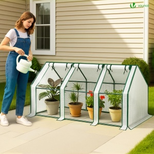 Mini Sera VOUNOT 270x90x90 cm, Stabila, Alb, cu 3 Feronerie pentru Ventilare - Img 4