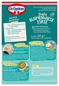 Mix de prajitura Dr. Oetker Bunte Blumenwiese, 337g - cu piersici si decor de zahar - Img 2