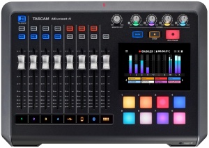 Mixer audio Tascam Mixcast 4 cu 4 intrari microfon, USB si efecte