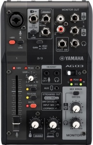 Mixer audio Yamaha AG03MK2 cu 3 canale, USB-C, negru