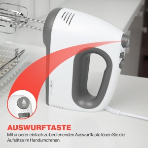 Mixer Clatronic | Motor puternic de 400 W | Mixer de mana | Turbo Stage si 5 niveluri de viteza | Mixere de mana | teluri si carlige de aluat din otel inoxidabil care pot fi spalate in masina de spalat vase | HM 3775 - Img 4
