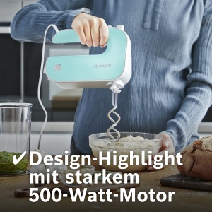 Mixer de mana Bosch MFQ40302, 500W, turcoazsilver, 2 teluri din otel inoxidabil - Img 5
