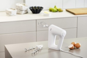 Mixer de mana Braun MultiMix 3 HM 3000 - Mixer de mana cu 5 setari de viteza si functie turbo, incl. tel si carlig de aluat, 450 wati, alb - Img 2
