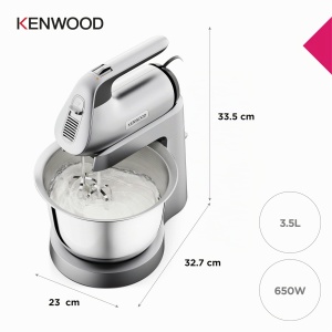 Mixer de mana Kenwood Chefette HMP54.000SI, 650W, 3.5L, Argintiu - Img 6