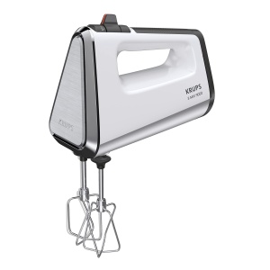 Mixer de mana Krups 3 Mix 9000, 750 wati, controler de viteza, mod turbo, maner ergonomic, mixer de mana incl. tel, carlig de aluat, atasament blender, ceasca de masurare, alb/argintiu, GN9121 - Img 2