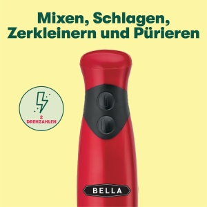 Mixer vertical BELLA 250W accesorii din inox rosu functie de mixare si pasare - Img 3