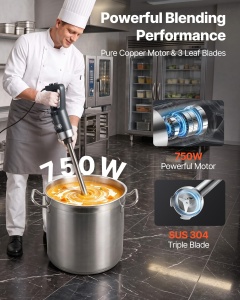 Mixer vertical VEVOR HB6089E-UL, 750 W, cu viteze ajustabile, inox - Img 2