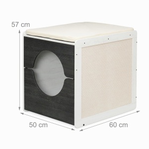 Mobilier pentru pisici Relaxdays, dulap pentru litiera, 57x50x60 cm, albgri - Img 4