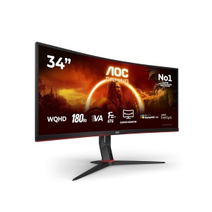 Monitor Curbat AOC CU34G2XP, 34 inch WQHD, 180 Hz, Negru-Red