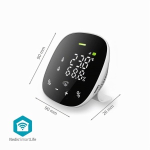 Monitor de calitate a aerului SmartLife Nedis - Wi-Fi, display LED, CO2, umiditate, temperatura, negru - Img 5