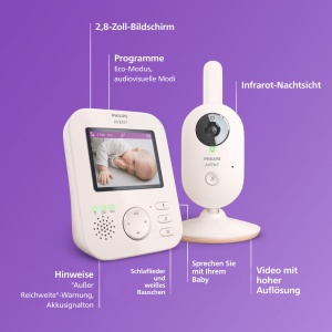 Monitor pentru bebelusi PHILIPS Avent cu camera avansata - Certificat DEKRA Privat si securizat - Ecran de 2,8", zoom x2, vedere nocturna in infrarosu, cantece de leagan (model SCD881/26) - Img 7