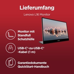 Monitor portabil Lenovo L16, 16 inch WUXGA, 60Hz, IPS, USB-C - Img 11